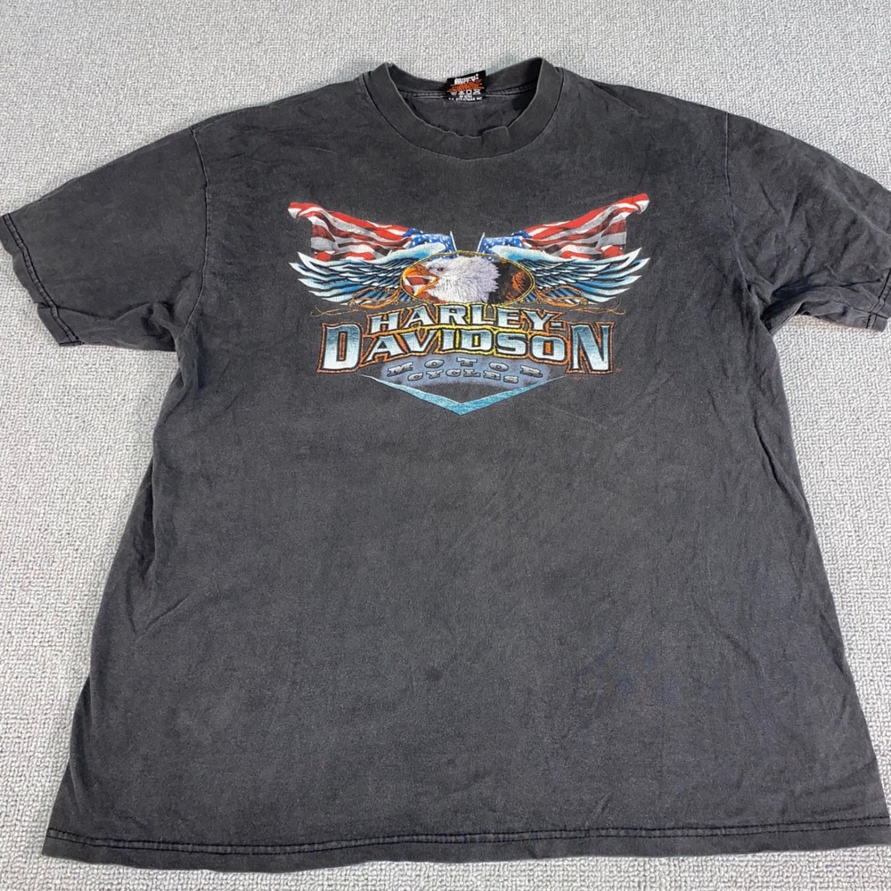 VTG Harley Davidson T Shirt Mens XL Black Graphic Eagle Cycle Connection Joplin